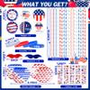 148Pcs Patriotic Accessories Including Glasses Necklaces Silicone Bracelets Tattoos Self-adhesive Mustache Handheld US Flags for 4th of July Memorial Day Independence Day Party Decorations view 2