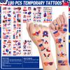 148Pcs Patriotic Accessories Including Glasses Necklaces Silicone Bracelets Tattoos Self-adhesive Mustache Handheld US Flags for 4th of July Memorial Day Independence Day Party Decorations view 4