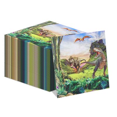 100pcs Dinosaur Napkins - 13x13 Inches Disposable Dino Party Decorations for Kids & Baby Showers