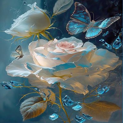 500 Pieces Jigsaw Puzzles for Adults - Butterfly Rose Flower - Beautiful and Realistic Flower Jigsaw Puzzles,Suitable for Enhancing Couples' Relationship Puzzles,Room Decor,Living Room Decor