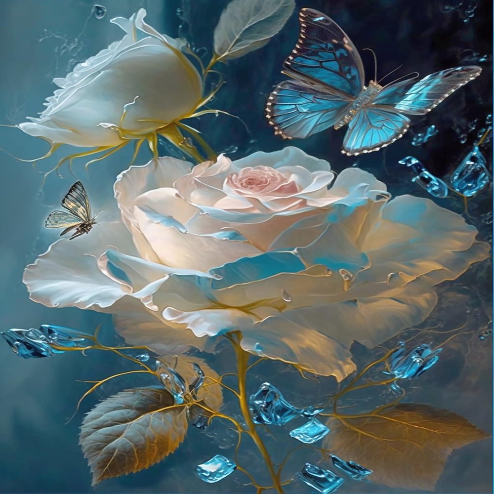 500 Pieces Jigsaw Puzzles for Adults - Butterfly Rose Flower - Beautiful and Realistic Flower Jigsaw Puzzles,Suitable for Enhancing Couples' Relationship Puzzles,Room Decor,Living Room Decor