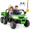 OLAKIDS 24V 2 Seater Ride on Dump Truck, 4WD 6x6 Battery Powered Kids UTV with Remote Control, 4 x 90w Engine, Electric Dump Bed, Spring Suspension, Ride on Toys for Big Kids (Green) view 1