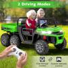 OLAKIDS 24V 2 Seater Ride on Dump Truck, 4WD 6x6 Battery Powered Kids UTV with Remote Control, 4 x 90w Engine, Electric Dump Bed, Spring Suspension, Ride on Toys for Big Kids (Green) view 4