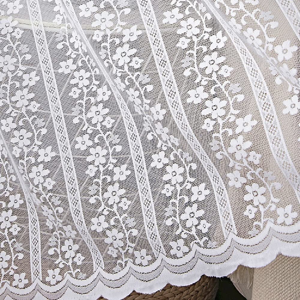 White Little Flower Lace American Style Elegant Living Room 100 Width Sheer Curtains 2 Panels Voile Curtain Home Office Decor