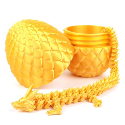 AOGATO Easter Eggs, 12inch Dragon Egg, Year of The Dragon, 3D Printed Dragon, Executive Desk Toys, Articulated Dragon, Fidget Toys Gifts for Adults (Gold)