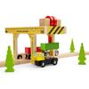 Bigjigs Rail Working Gantry Crane - 2 Piece Wooden Crane Toy & Container Lorry, Learn & Play Accessory for Train Sets & Car Tracks, Children's Railway & Road Track Accessories, 3 Years Old + view 3