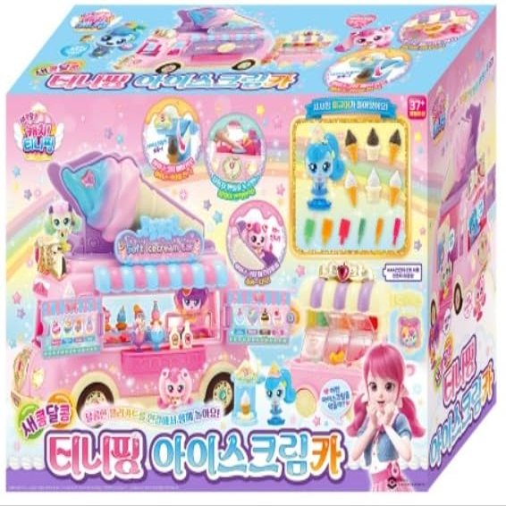 Alliving Catch Teenieping Icecream car playsets with SHASHAPING Figure, Jelly cart  