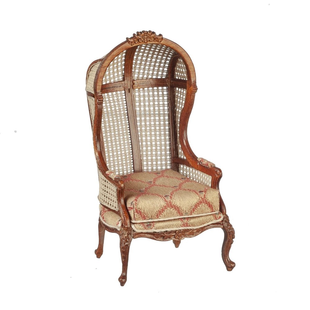 Melody Jane Dolls Houses Dollhouse Gold Cane Backed Medieval Porter Chair JBM Miniature Hall Furniture