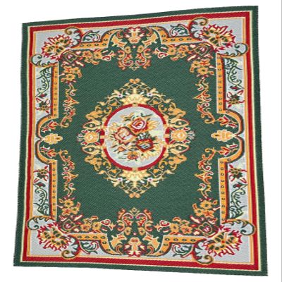 Dolls House Rug Green Victorian Design Area Carpet Miniature Floor Accessory