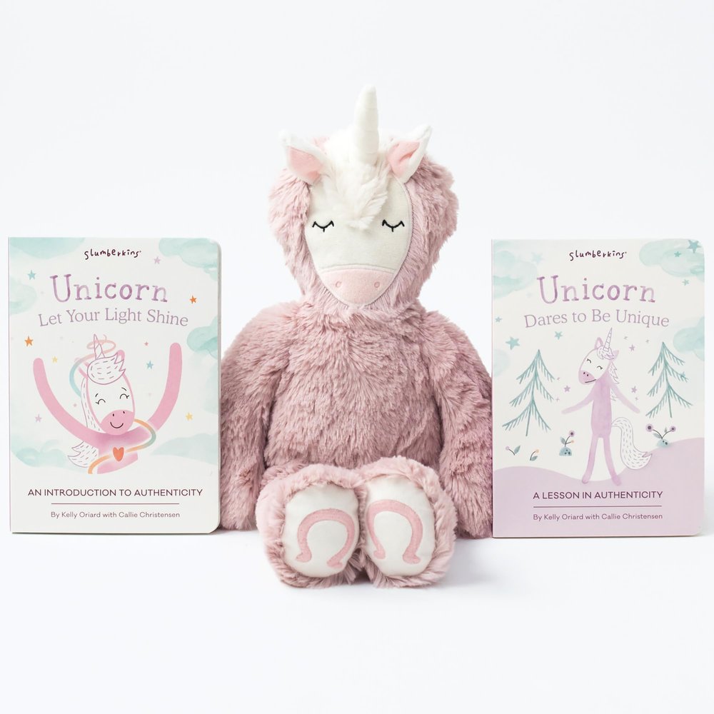 Slumberkins 14" Unicorn Kin & 2 Board Books Complete Set Bundle | Promotes Authenticity, Confidence & Healthy Friendships | Social Emotional Tools for Ages 0+ (Unicorn Kin Plush + 2 Board Books)