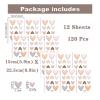 12 Sheets 120 Pcs Gray Brown Love Heart Graphics Wall Stickers, sacinora Ins Style Romantic Love DIY Wall Decals Removable Vinyl Peel and Stick for Nursery Bedroom Art Home Decorations view 3