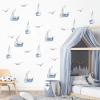6 Sheets 48 Pcs Blue Sailboats Gulls Ins Style Wall Stickers, sacinora Travel Adventure Wanderlust Sailboat Nautical DIY Wall Decals Removable Vinyl Peel and Stick for Nursery Bedroom Playroom Decor view 2