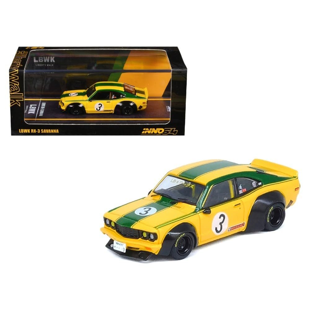 Inno64 - LBWK Mazda RX3 Savanna (Yellow/Green)