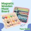 2 in 1 Magnetic Color and Number Maze,Alphabet Maze,Montessori Toy for 3-6 Years Old,Wooden Magnet Balls Puzzles,Toddler Busy Board Game,Preschool Learning Activities,Christmas & Birthday Gift for Kid view 2