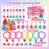 DIZRNOI Princess Jewelry Set for Little Girls with Necklace Bracelets Rings Earrings Birthday Gifts Party Favors Pretend Play Dress up Costume Friendship Jewelry for Toddler Girls view 3
