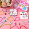 DIZRNOI Princess Jewelry Set for Little Girls with Necklace Bracelets Rings Earrings Birthday Gifts Party Favors Pretend Play Dress up Costume Friendship Jewelry for Toddler Girls view 4