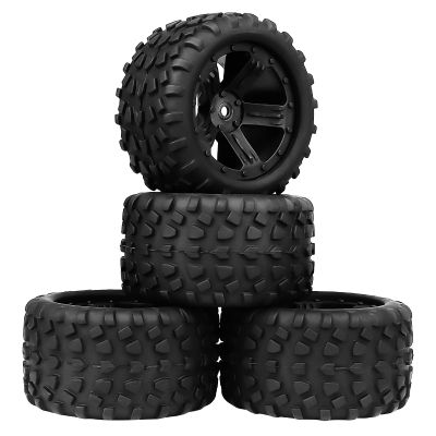 AllinRC Preglued 1/18 RC Truck Tires & Wheels for Traxxas Latrax Teton 12mm Hex 1/18 1/16 Scale 4WD Compatible with Hyper Go H16BM H14BM4PCS