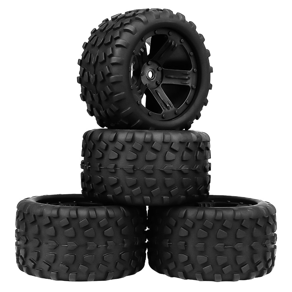 AllinRC Preglued 1/18 RC Truck Tires & Wheels for Traxxas Latrax Teton 12mm Hex 1/18 1/16 Scale 4WD Compatible with Hyper Go H16BM H14BM4PCS