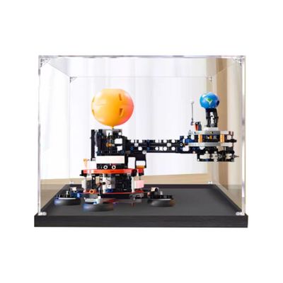 HAIWENFEIQI This Acrylic Display Box is Suitable for LegoEarth and Moon orbits 42179 Display Gift Clear Box (Model not Included) (Black Base)
