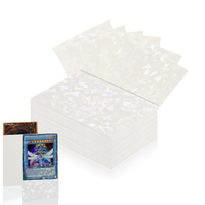 100 Count White Card Sleeves for Trading Cards, Perfect Fit Shiny MTG Card Sleeves, Holographic Card Sleeve Fit for Magic, Photocard, TCG, Baseball/Sports Cards, Yugioh Card, Game Card 66 * 91 mm