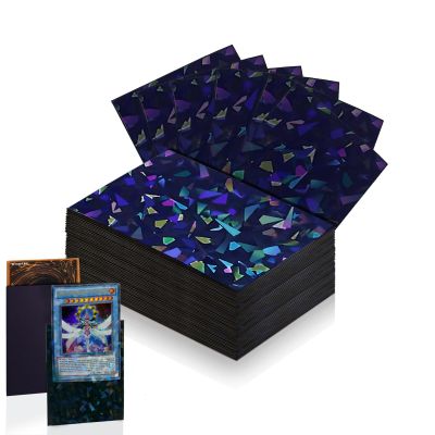 100 Count Black Card Sleeves for Trading Cards, Perfect Fit Shiny MTG Card Sleeves, Holographic Card Sleeve Fit for Magic, Photocard, TCG, Baseball/Sports Cards, Yugioh Card, Game Card 66 * 91 mm