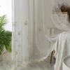 Iuokuby New Simple Fresh Leaf White Embroidery Window Treatments Sheer Curtains Beautiful Voile Rod Pocket for Living Dining Room Bedroom(1 Panel W 100 x L 102 inch White) view 2