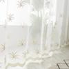 Iuokuby New Simple Fresh Leaf White Embroidery Window Treatments Sheer Curtains Beautiful Voile Rod Pocket for Living Dining Room Bedroom(1 Panel W 100 x L 102 inch White) view 4