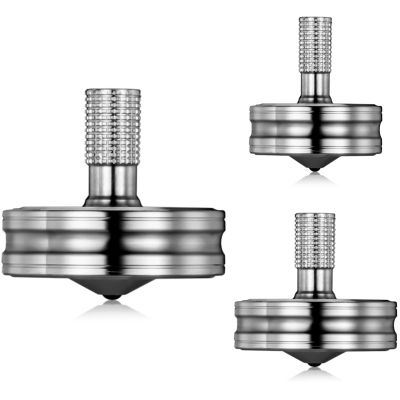 Premium Stainless Steel Spinning Top, Great CNC Machined Made, Perfectly Balanced, Spin Long Time, Easy to Twirl, Time Killer, Kinetic Desktop EDC Fidget Toys (3PCS L+M+S, Silver)