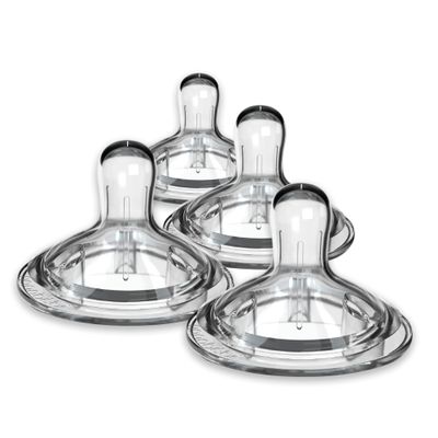 Nanobebe Nipples Baby Bottle Nipples, Silicone Nipple, Triple Vented, Ready to Use, 4 Pack, Fast Flow