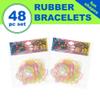 48pc Shaped Gummie Bracelets - Bulk Pack Colorful Pastel Glitter Rubberband Bracelets, Kids Party Favors & Bracelet Kit view 4