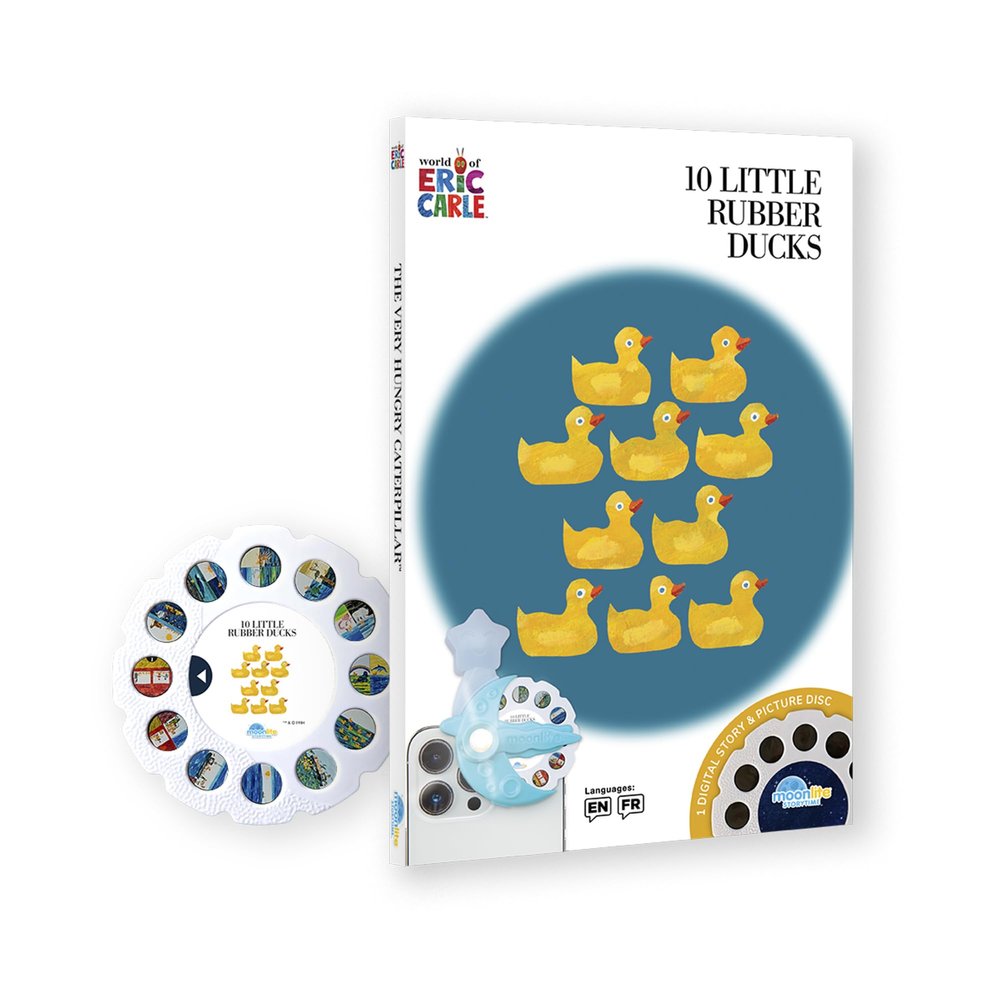 Moonlite Storytime - Eric Carle 10 Little Rubber Ducks Bedtime Story - A Magical Read Together - Projector Sold Separately - Digital Story w/ Sound FX - Learning Gifts for Kids Ages 1 Year & Up