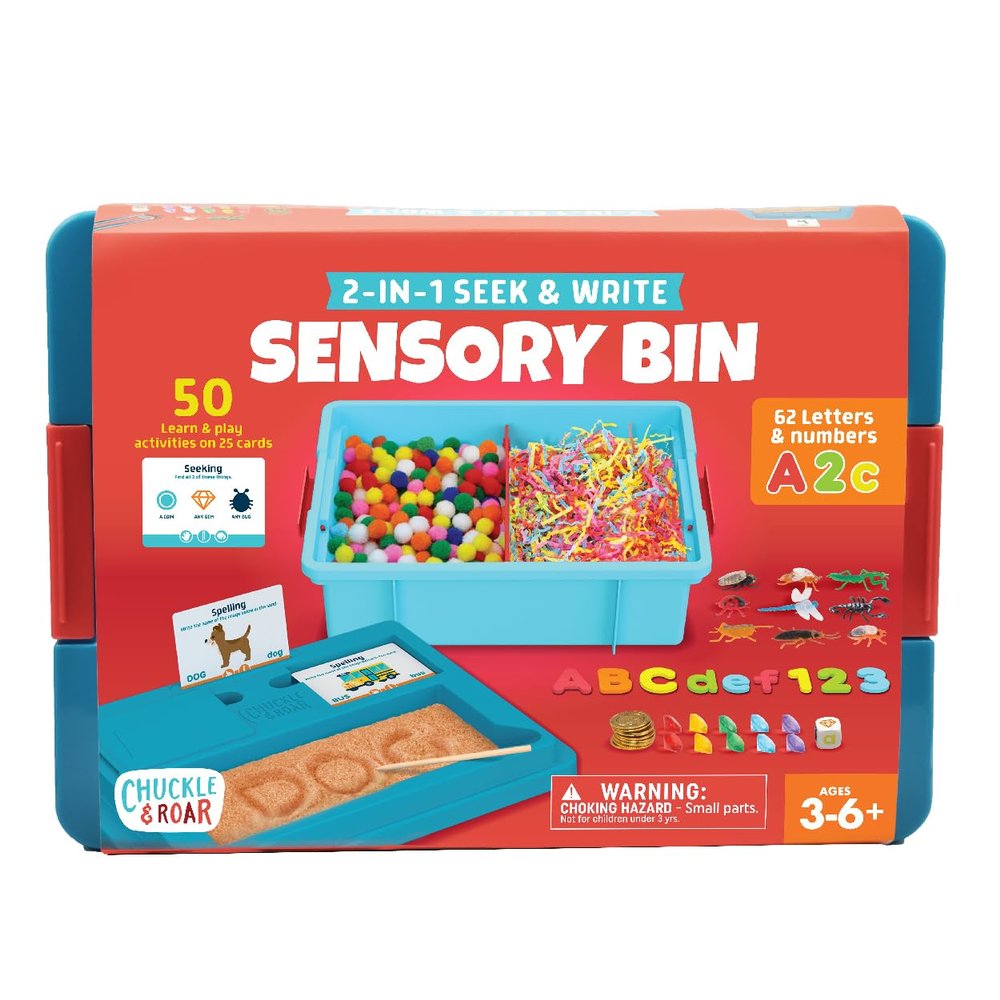 Chuckle & Roar - Sensory Bin - Tactile Learning for Toddlers - Montessori Preschool Activities - Plastic Storage Bin for Travel - Kids Activity Set