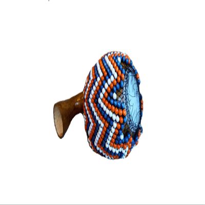 Both Shekere and Drum, Blue Orange and white beaded Instrument, Rhythm Instrument, Percussion Instruments, Unique Drums, Christmas gifts
