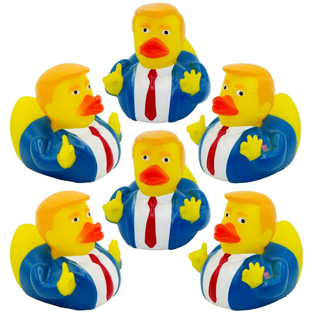 12 Donald Rubber Ducks Bulk, 12 Pack, Small 2.3 Inch, Funny Rubber Duckies for Jeep Ducking, 2025 Gifts, Bath Tub Toys, Christmas White Elephant Exchange Gag Gift for Adults