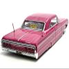 1964 Chevy Impala SS Lowrider Pink with Graphics and White Interior Lowriders Design Series 1/26 Diecast Model Car 32547PK view 2