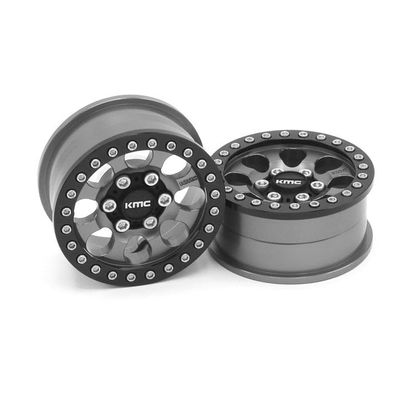 Vanquish Products 1.9 Aluminum KM237 Riot Beadlock Wheels Grey Anodized (2)