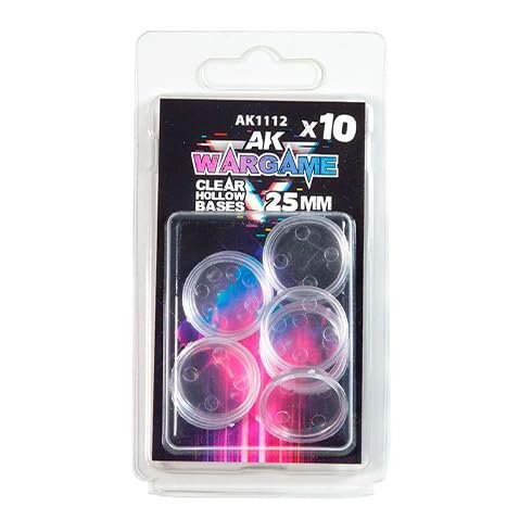 AK Interactive Wargame Clear Hollow Base 25mm (Pack of 10)