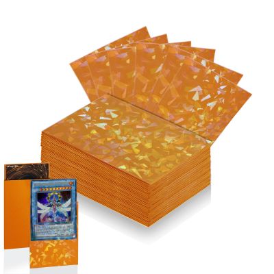 100 Count Orange Card Sleeves for Trading Cards, Perfect Fit Shiny MTG Card Sleeves, Holographic Card Sleeve Fit for Magic, Photocard, TCG, Baseball/Sports Cards, Yugioh Card, Game Card 66 * 91 mm