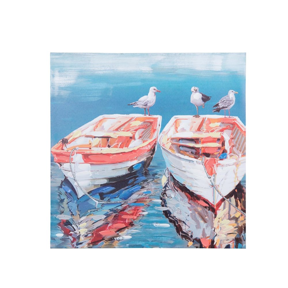 Beachcombers Twin Rowboats with Seaguls Wall Decor, 19.69-inch Diameter