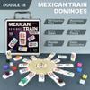 Queensell Mexican Train Dominoes Set with Numbers - Double 18 Dominos Set for Adults and Kids - Mexican Dominoes Train Game Night Games for Adults with Wooden Hub and Aluminum Case view 2