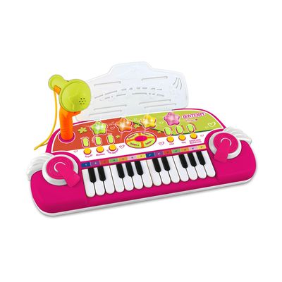 Bontempi | MiniMelody: 24-Key Electronic Toy Keyboard with Microphone for Small Musicians, Pink, 333 x 222 x 125 mm