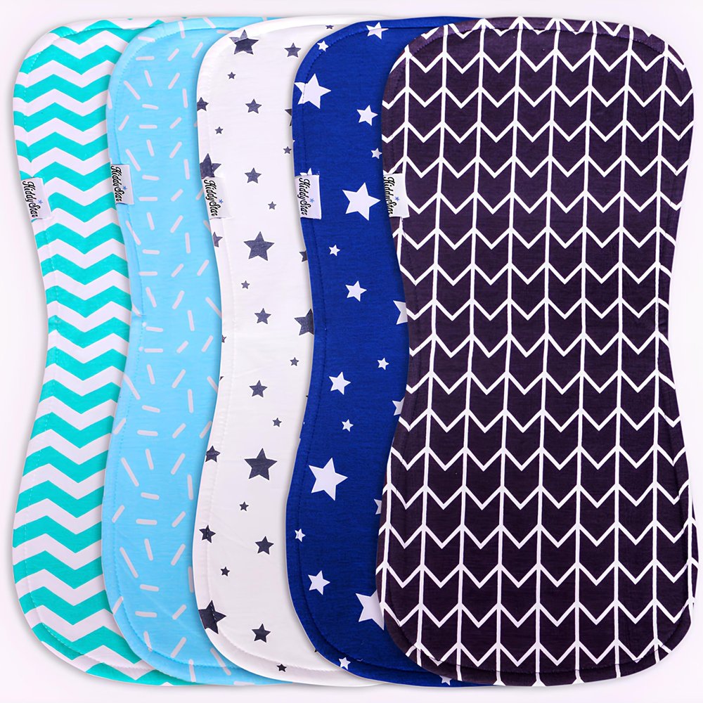 KiddyStar 5-Pack Burp Cloths  Organic Cotton, Soft, Large & Absorbent 3-Layer Towels for Newborns  Essential for Feeding & Spit-Up