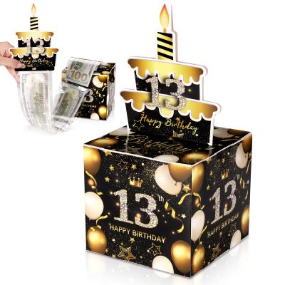 13th Birthday Money Box, 4.72 Inch Surprising Money Gift Box Money Roll Pull Out Surprising Box Money Box Cash Pull for Women Men Best Friend Birthday Anniversary