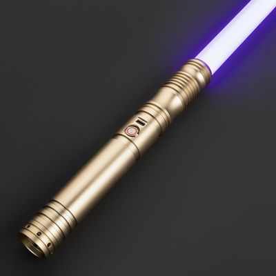 First Steps Lightsaber by SaberX: Duel-Ready, Color-Changing, 12w LED, Sound Effects, Aircraft Aluminum, Polycarbonate Blade, Ergonomic Handle, Ideal for Beginners & Enthusiasts, 92cm Baselit-Gold