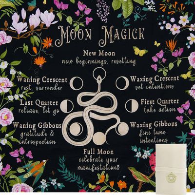 Knana Tarot Altar Cloth - Silk Mat for Reading with Tarot Card Bag (Moon Magic)