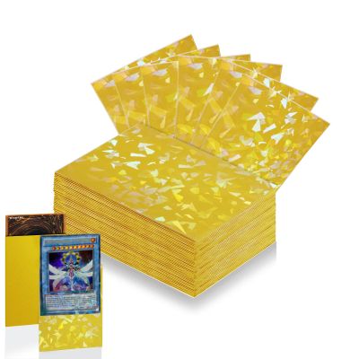 100 Count Yellow Card Sleeves for Trading Cards, Perfect Fit Shiny MTG Card Sleeve, Holographic Card Sleeves Fit for Magic, Photocard, TCG, Baseball/Sports Cards, Yugioh Card, Game Card 66 * 91 mm