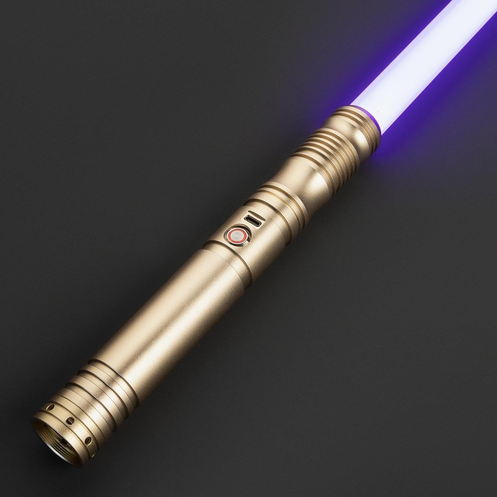 First Steps Lightsaber by SaberX: Duel-Ready, Color-Changing, 50w LED, Sound Effects, Aircraft Aluminum, Polycarbonate Blade, Ergonomic Handle, Ideal for Beginners & Enthusiasts, 82cm Proffie-Gold