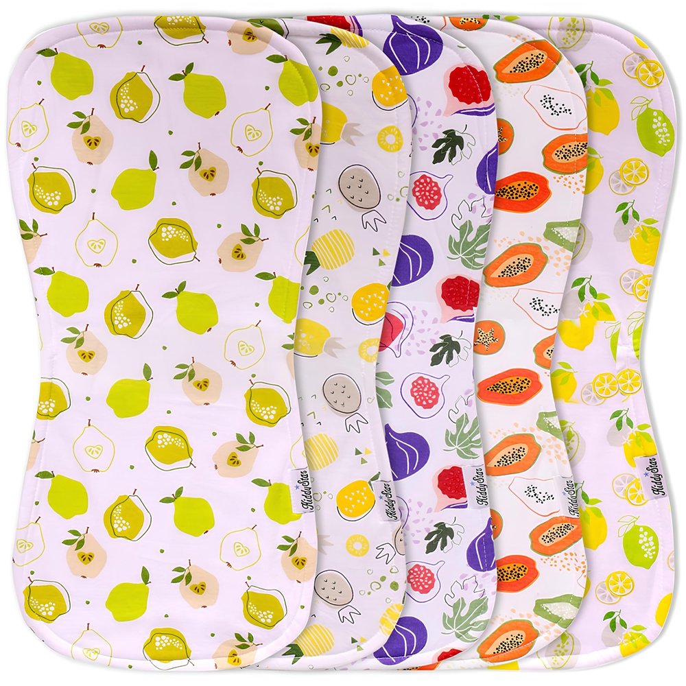 KiddyStar 5-Pack Burp Cloths  Organic Cotton, Soft, Large & Absorbent 3-Layer Towels for Newborns  Essential for Feeding & Spit-Up