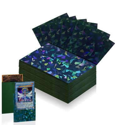 100 Count Green Card Sleeves for Trading Cards, Perfect Fit Shiny MTG Card Sleeves, Holographic Card Sleeve Fit for Magic, Photocard, TCG, Baseball/Sports Cards, Yugioh Card, Game Card 66 * 91 mm