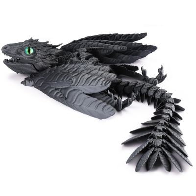 Guwewu Feathered Wyvern Dragon - 3D Printed Articulated Fidget Toy, Desktop Pet (Shadowsoar)